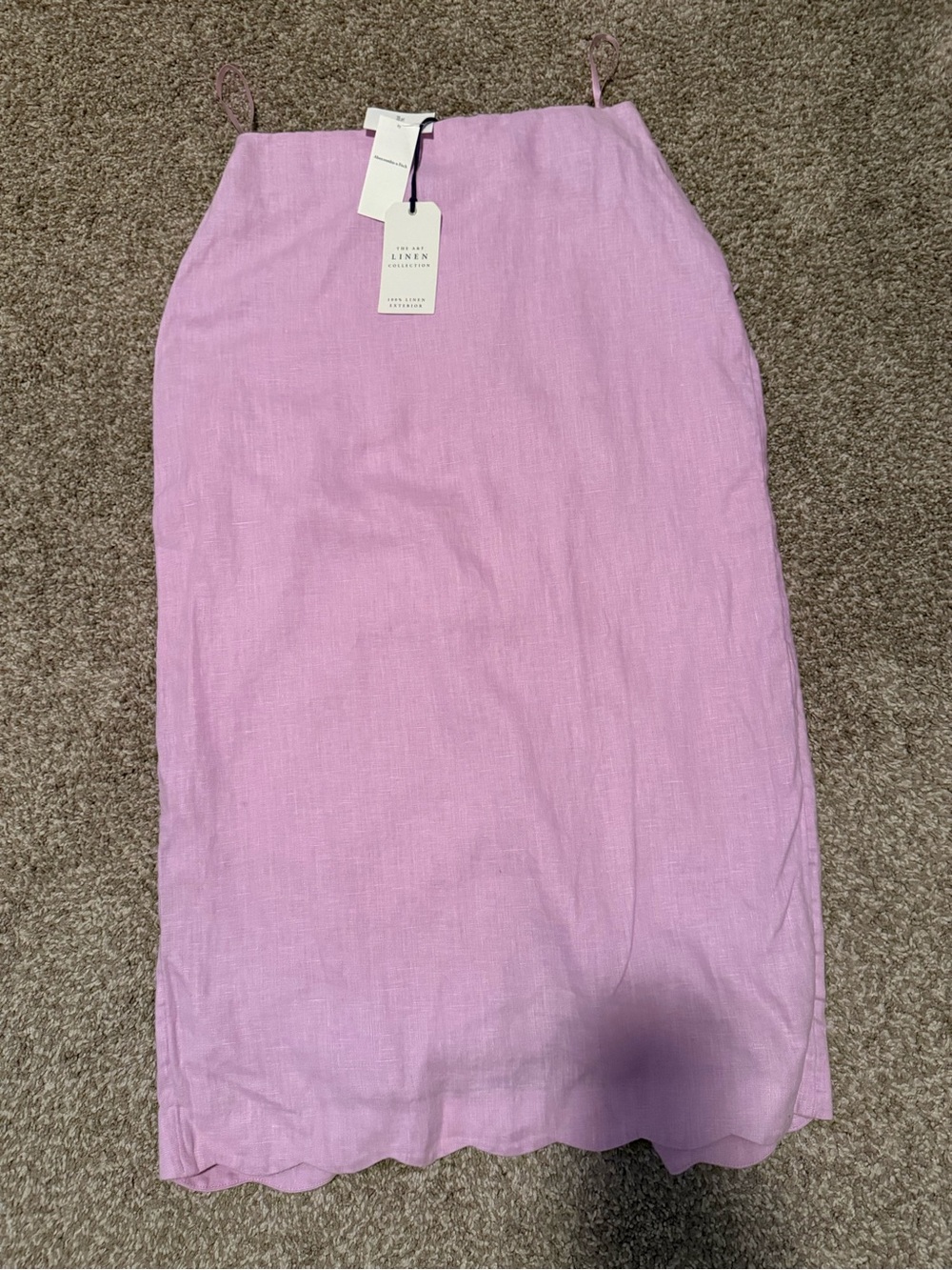 Abercrombie & Fitch Lavender Pink Linen Midi Skirt